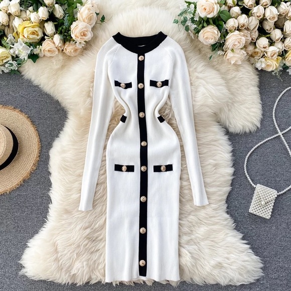 Dresses & Skirts - Dress sweater white luxury runway womens clothing